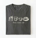 Flat lay of a pepper flour water salt shirt cream minimalist baking t shirt bread lover gift sourdough aesthetic design on a white background 