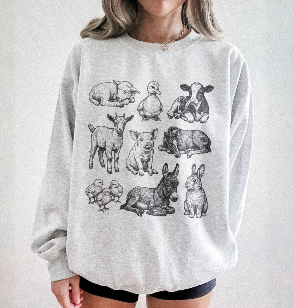 Baby Farm Animals Sweatshirt | Cottagecore Farm Gift