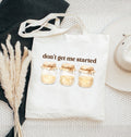Reusable canvas tote bag with sourdough starter illustration and baking theme