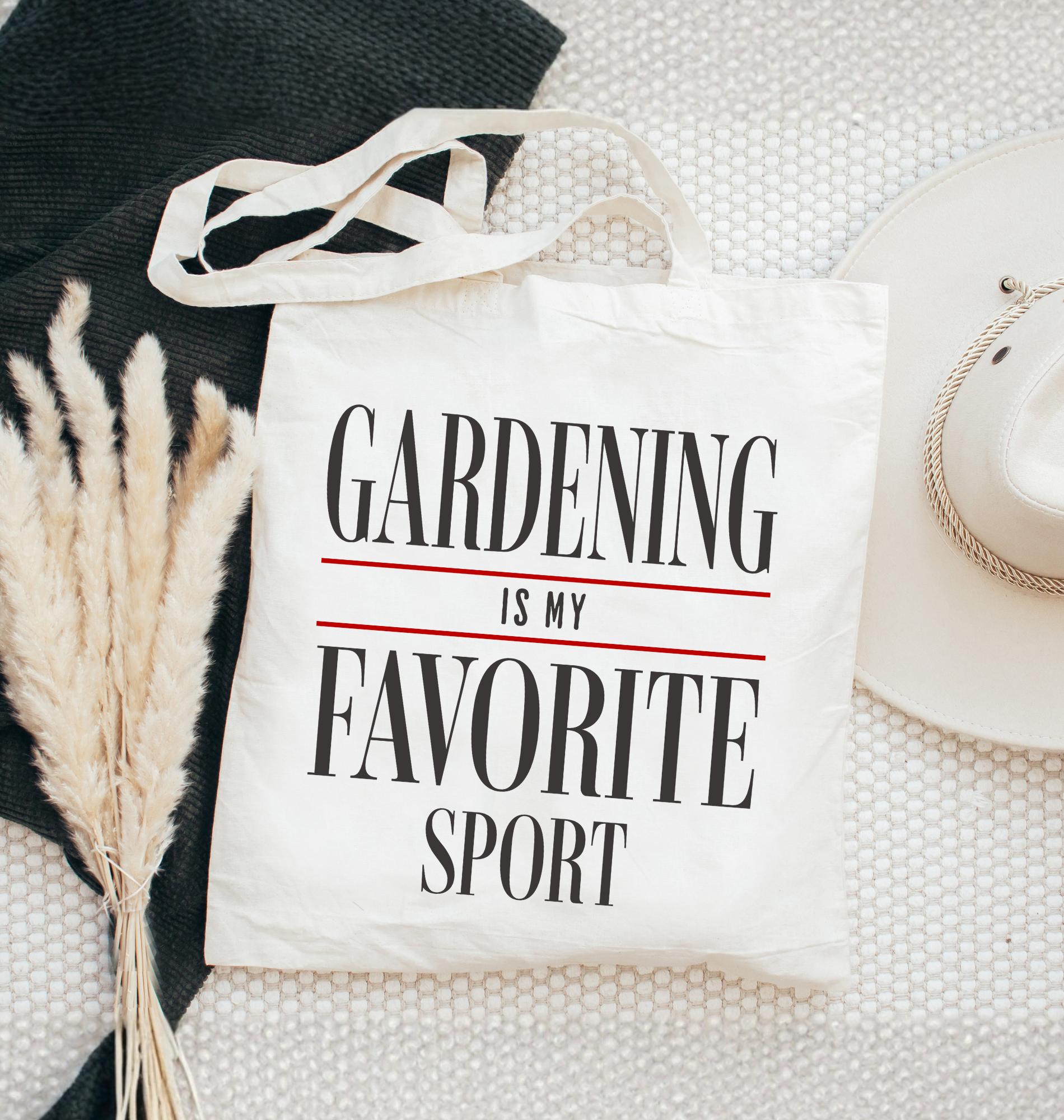 Gardening is my favorite sport canvas tote bag, gardener gift with farmhouse cottagecore gardening design