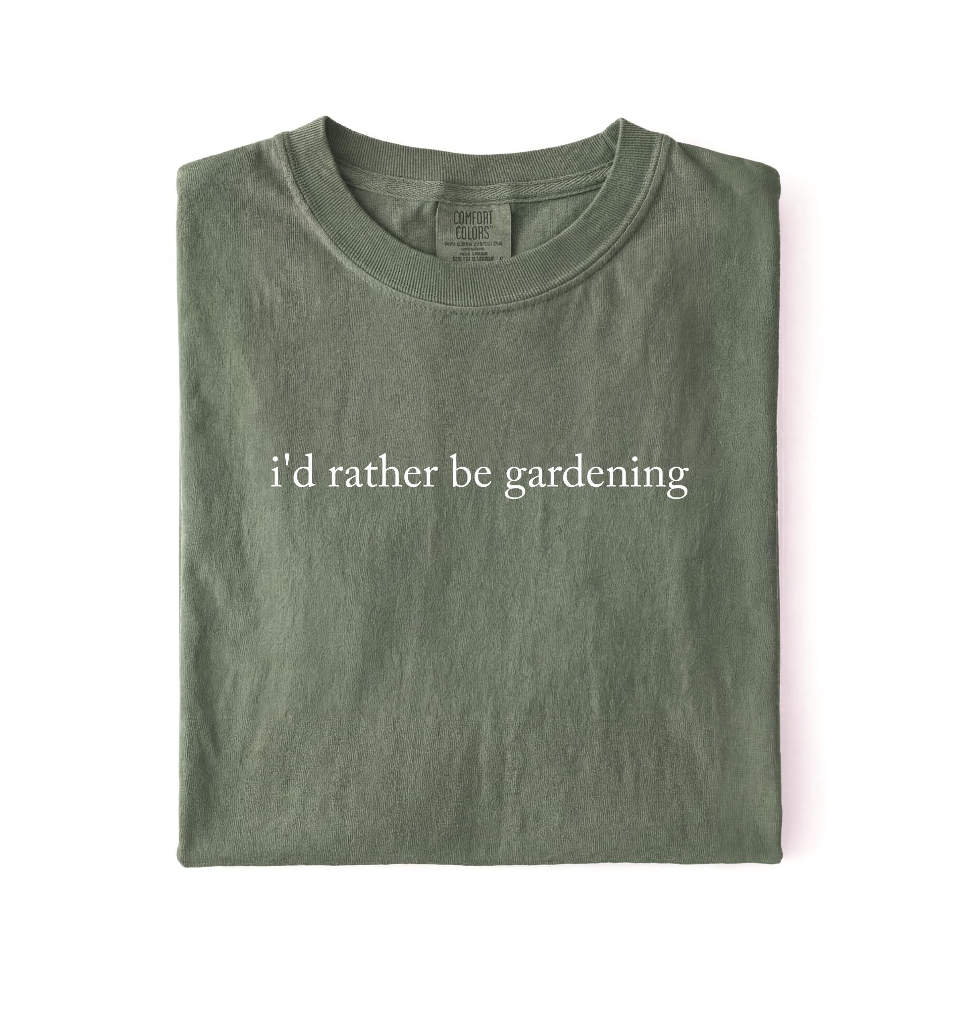 I’d rather be gardening t-shirt with minimalist text design, perfect gardener and plant lover gift