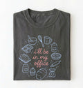 Flat lay of a Funny baking shirt with bread pie cupcake and baking tools illustration on pepper tee on a white background 