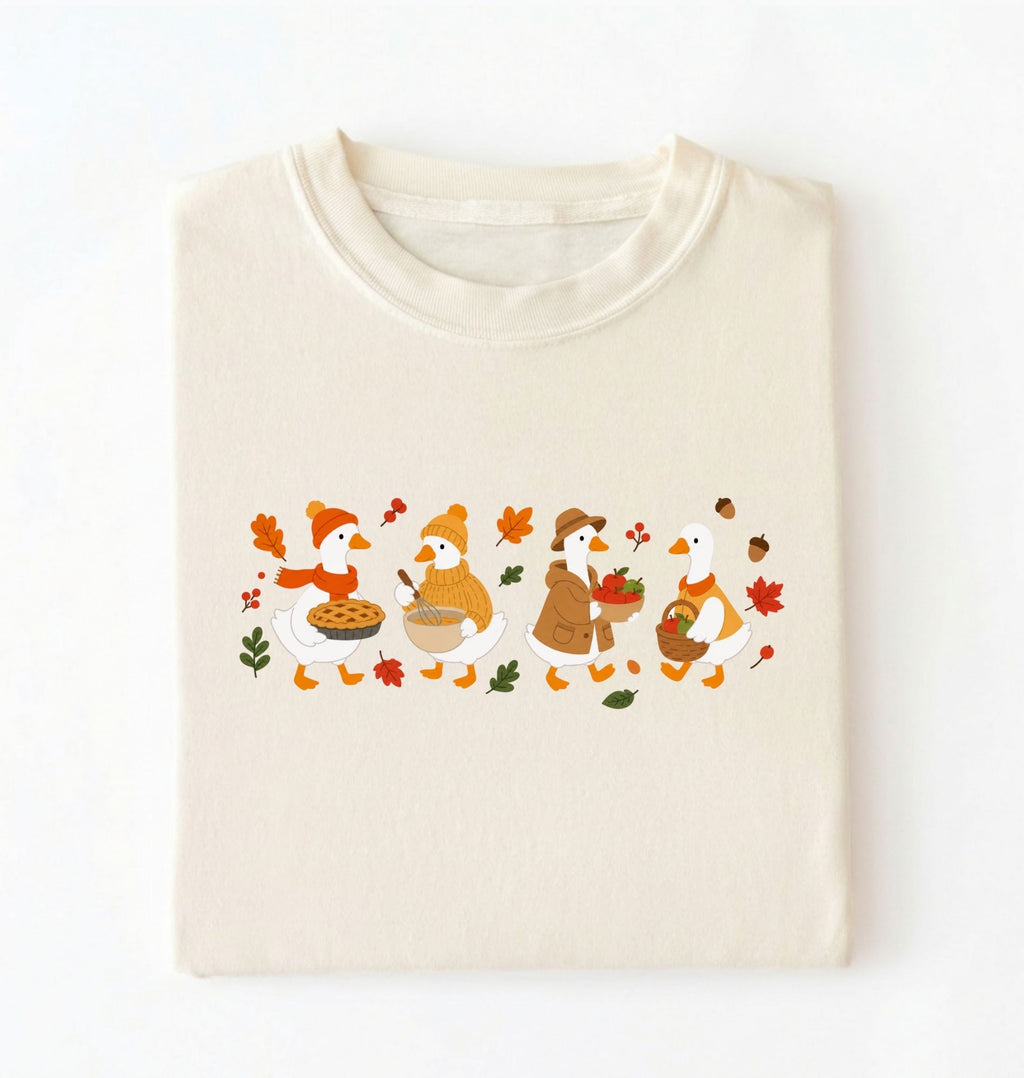 Autumn Fox Parade T-Shirt, Cute Fall Woodland Friends Tee