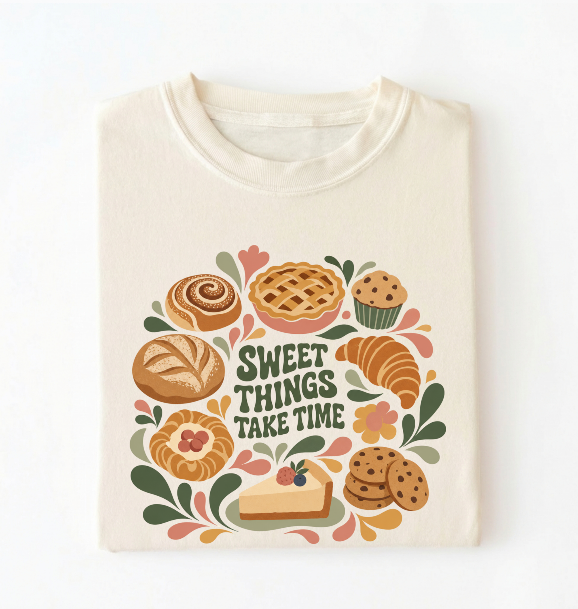 Sweet Things Take Time T-Shirt — Bakery Pastries Comfort Tee