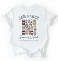 Flat lay of a Cute canning lover shirt for homesteaders and homemade jam makers on white tee on a white background 