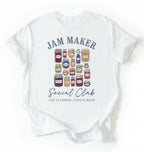 Flat lay of a Cute canning lover shirt for homesteaders and homemade jam makers on white tee on a white background 