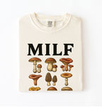 Funny MILF mushroom shirt with illustrated fungi design gardener gift tee