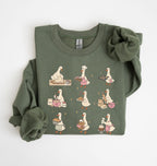 Crewneck Sweatshirt | Cute Goose Characters Graphic Pullover