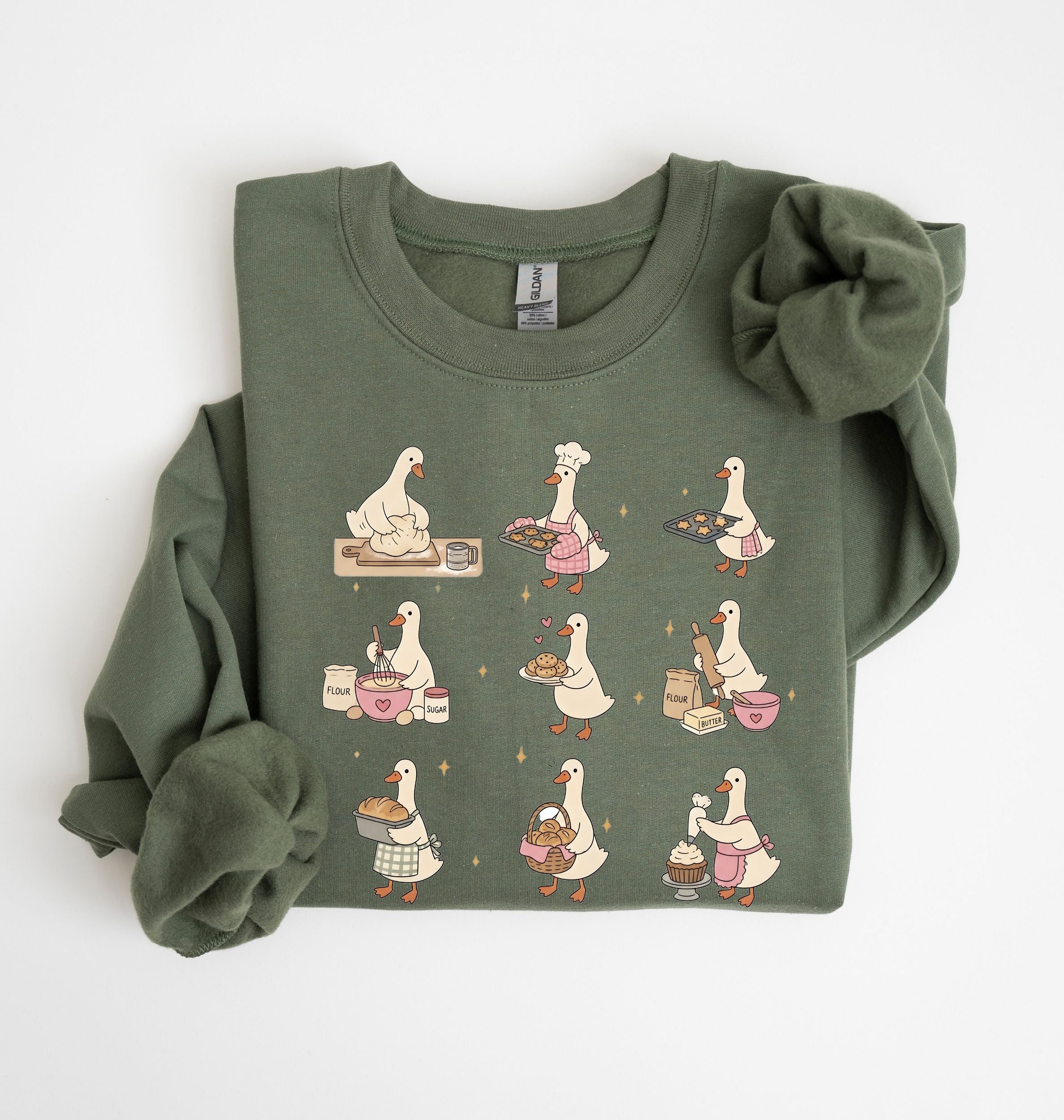 Crewneck Sweatshirt | Cute Goose Characters Graphic Pullover