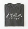 Flat lay of an pepper Minimalist baking shirt with kitchen tools line art and ill be in my office text perfect gift for bakers on a white background 