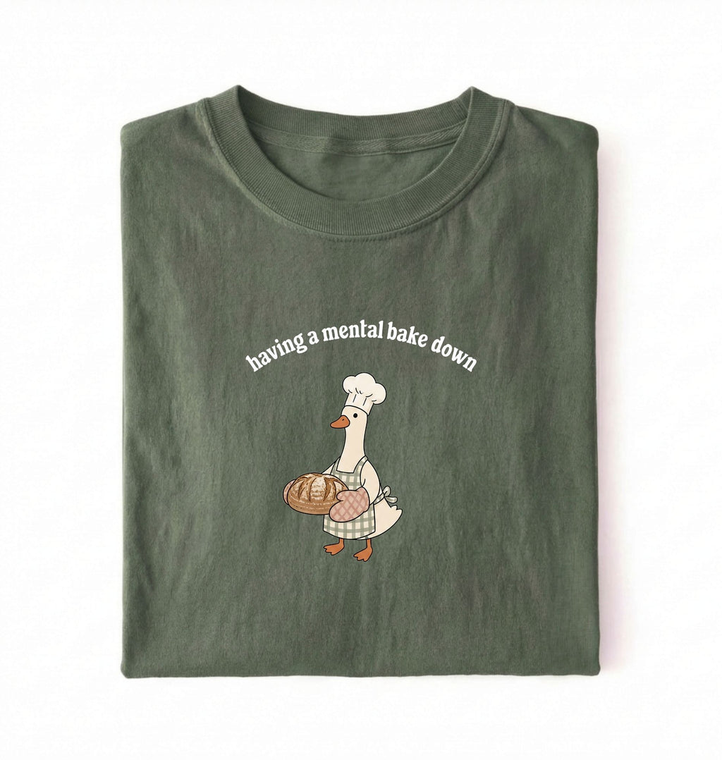 Having a Mental Bake Down T-Shirt | Cute Chef Goose Bakery Tee
