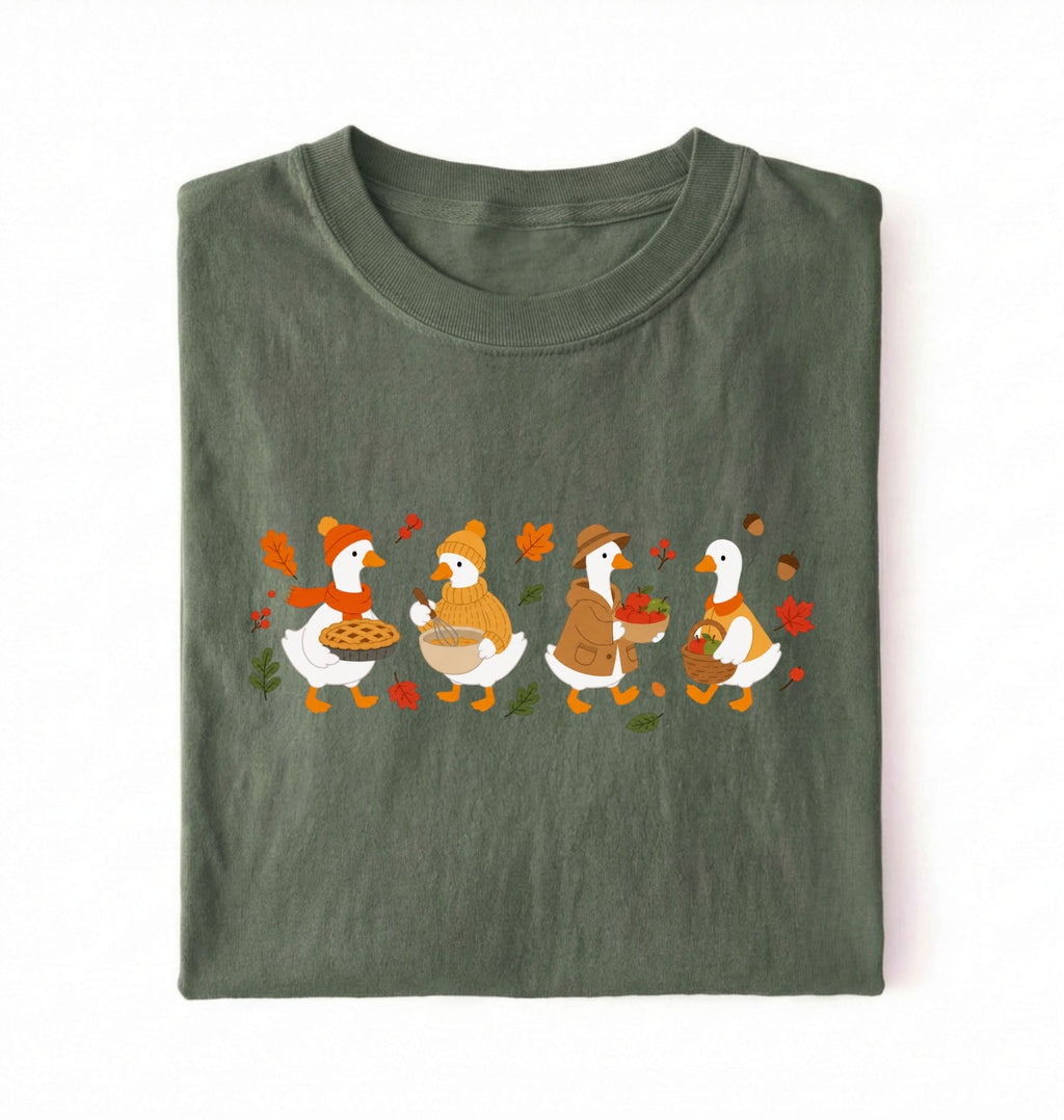 Autumn Fox Parade T-Shirt, Cute Fall Woodland Friends Tee
