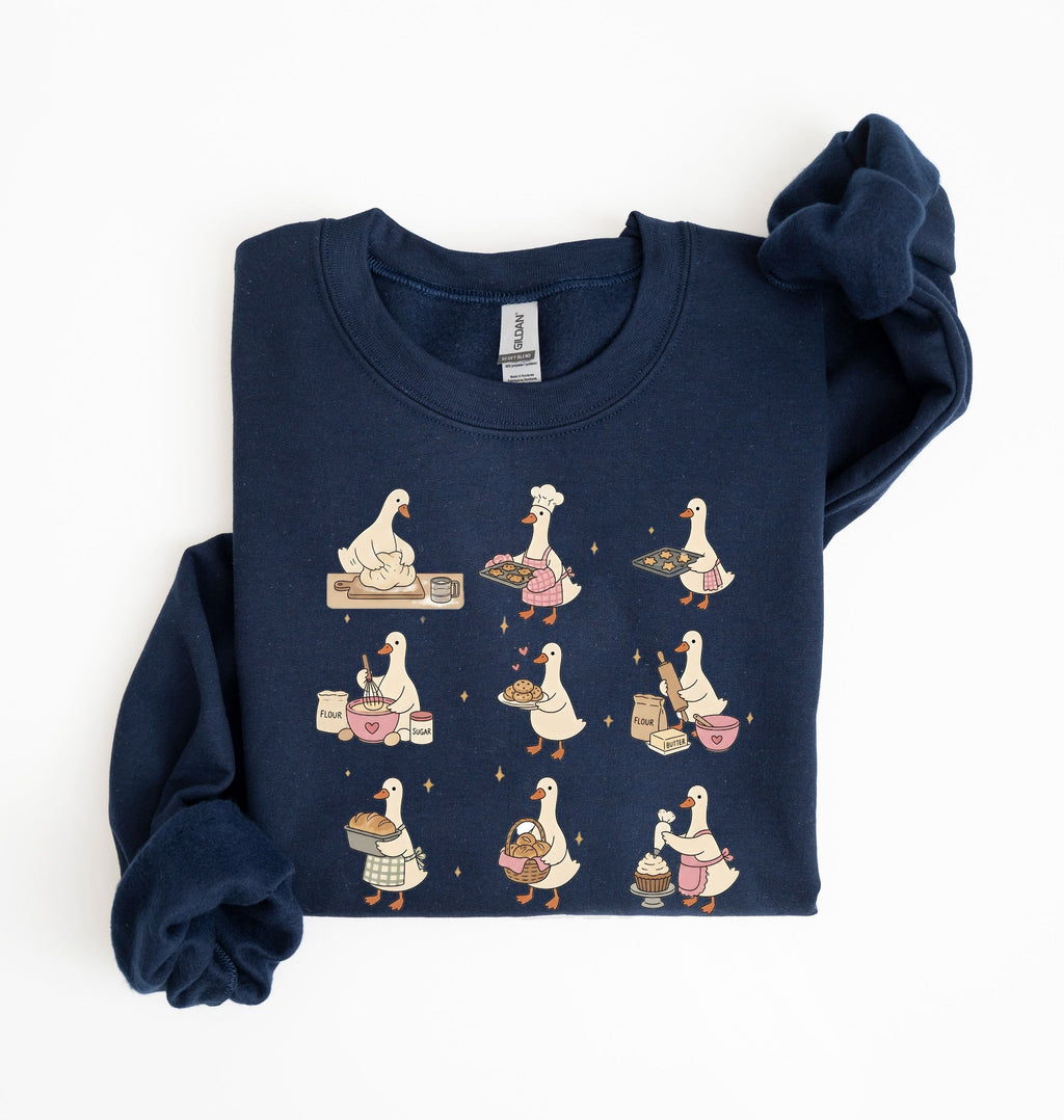 Crewneck Sweatshirt | Cute Goose Characters Graphic Pullover