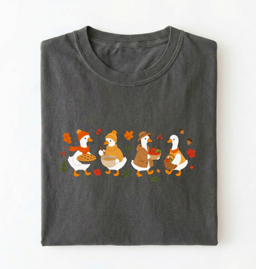 Autumn Fox Parade T-Shirt, Cute Fall Woodland Friends Tee