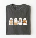 Ghost Baking Crew T‑Shirt, Cute Ghosts with Bread, Pastry & Coffee