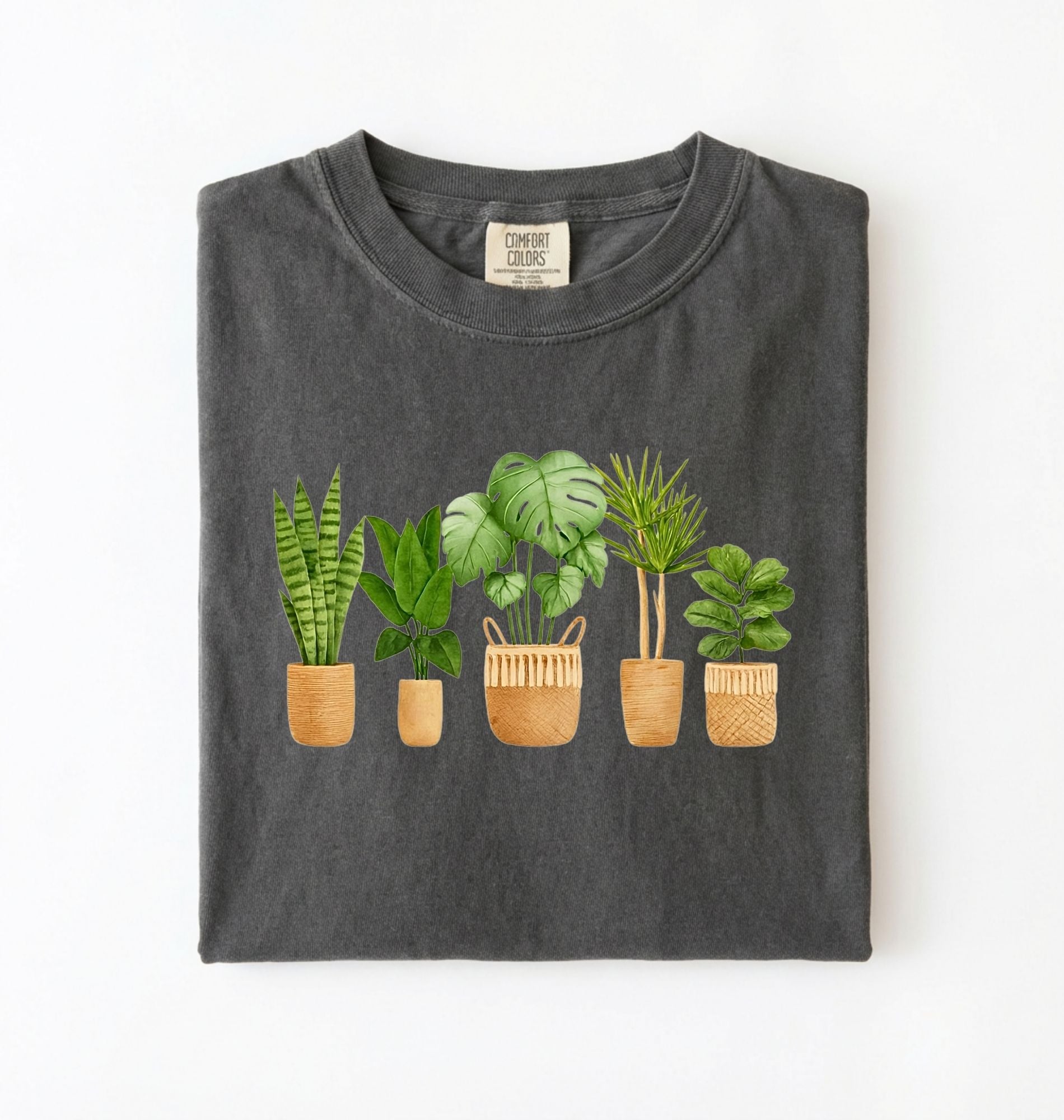 Houseplant lineup t-shirt with illustrated potted plants, cozy pepper tee, perfect gift for plant lovers