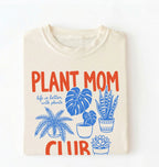 Plant Mom Club t-shirt with illustrated houseplants, perfect plant lover and gardener gift