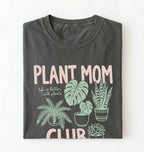 Plant Mom Club t-shirt with illustrated houseplants, perfect plant lover and gardener gift
