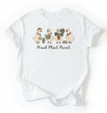 Flat lay white t-shirt with text reading 'Proud Plant Parent' featuring illustrated ducks on a white background