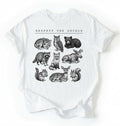 Respect the Locals forest animals shirt with vintage wildlife illustrations on a white t-shirt