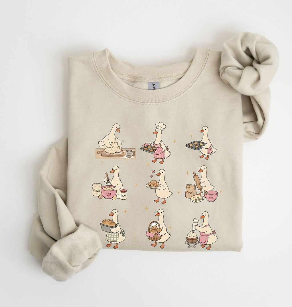 Crewneck Sweatshirt | Cute Goose Characters Graphic Pullover