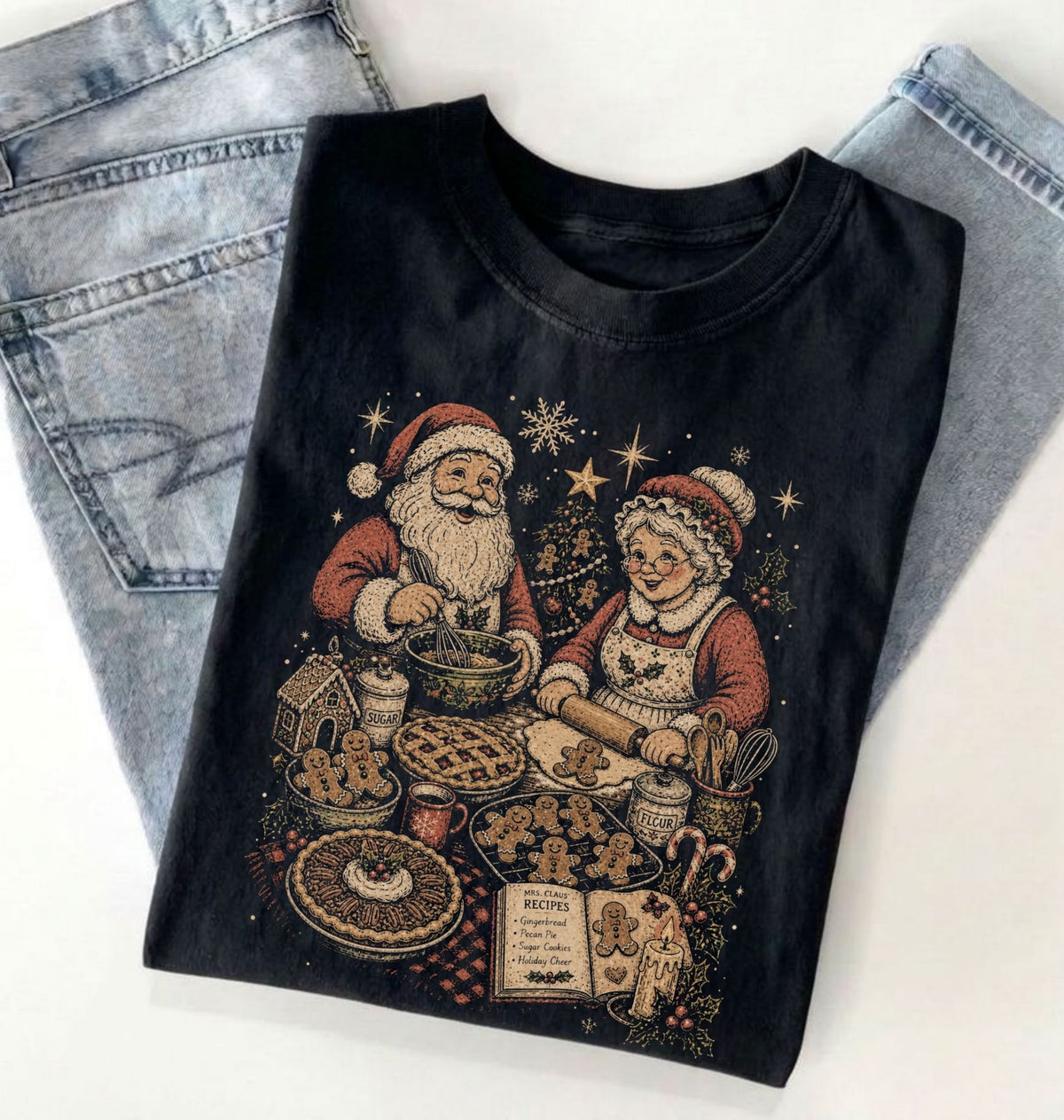 Christmas Baking Shirt | Santa and Mrs Claus Baker Tee