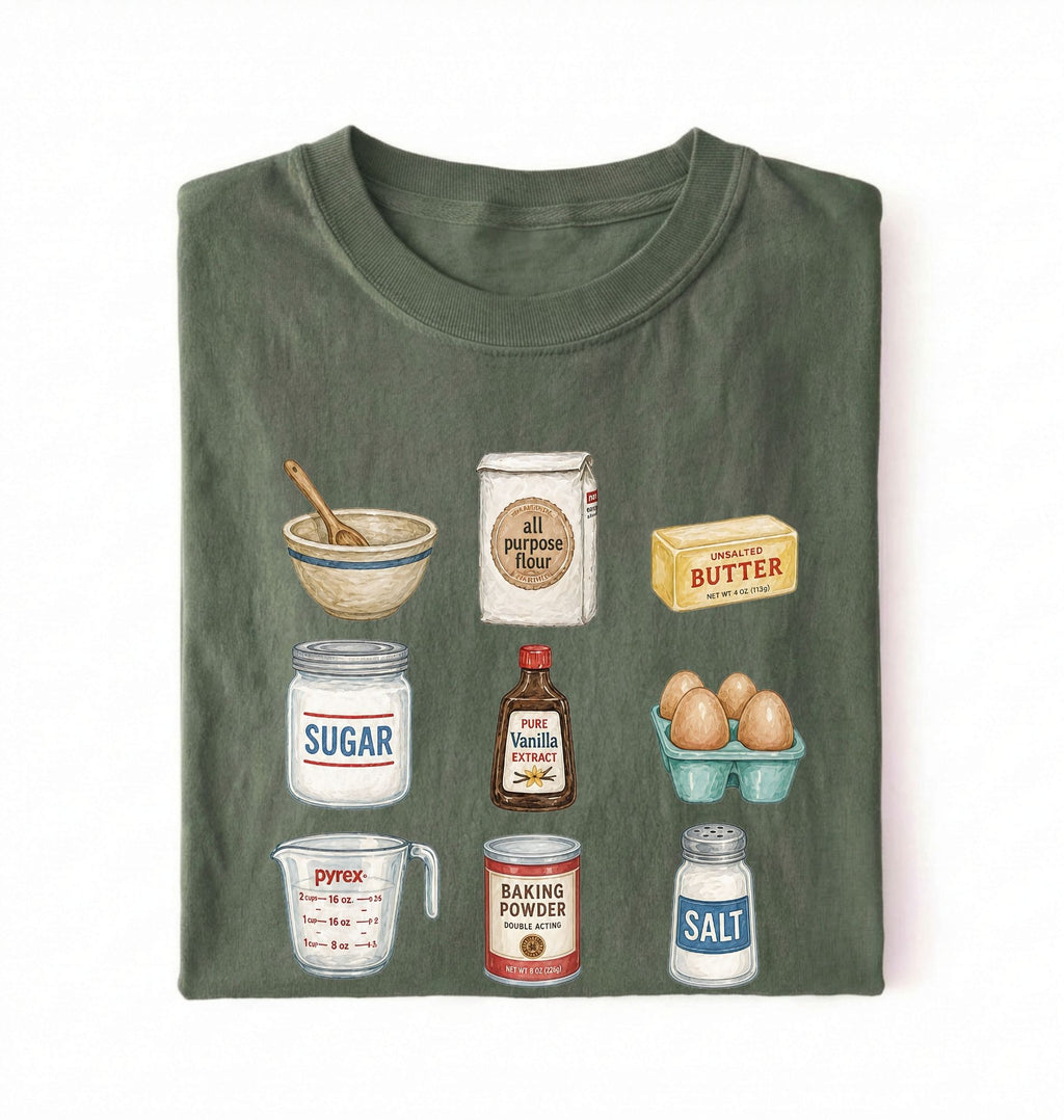 Baking Ingredients Shirt | Vintage Baker Graphic Tee