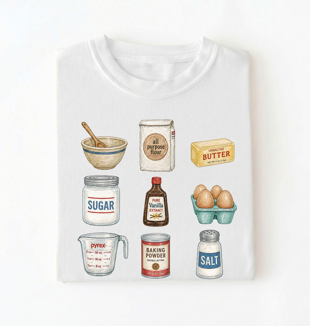 Baking Ingredients Shirt | Vintage Baker Graphic Tee