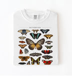 Vintage butterfly chart t-shirt featuring colorful butterfly species illustration, nature lover gardener gift