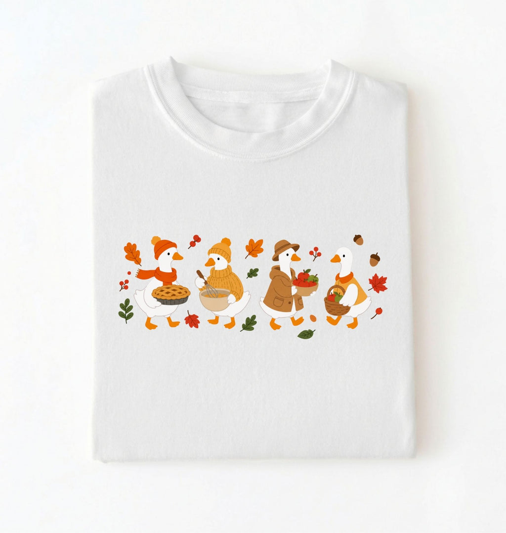 Autumn Fox Parade T-Shirt, Cute Fall Woodland Friends Tee