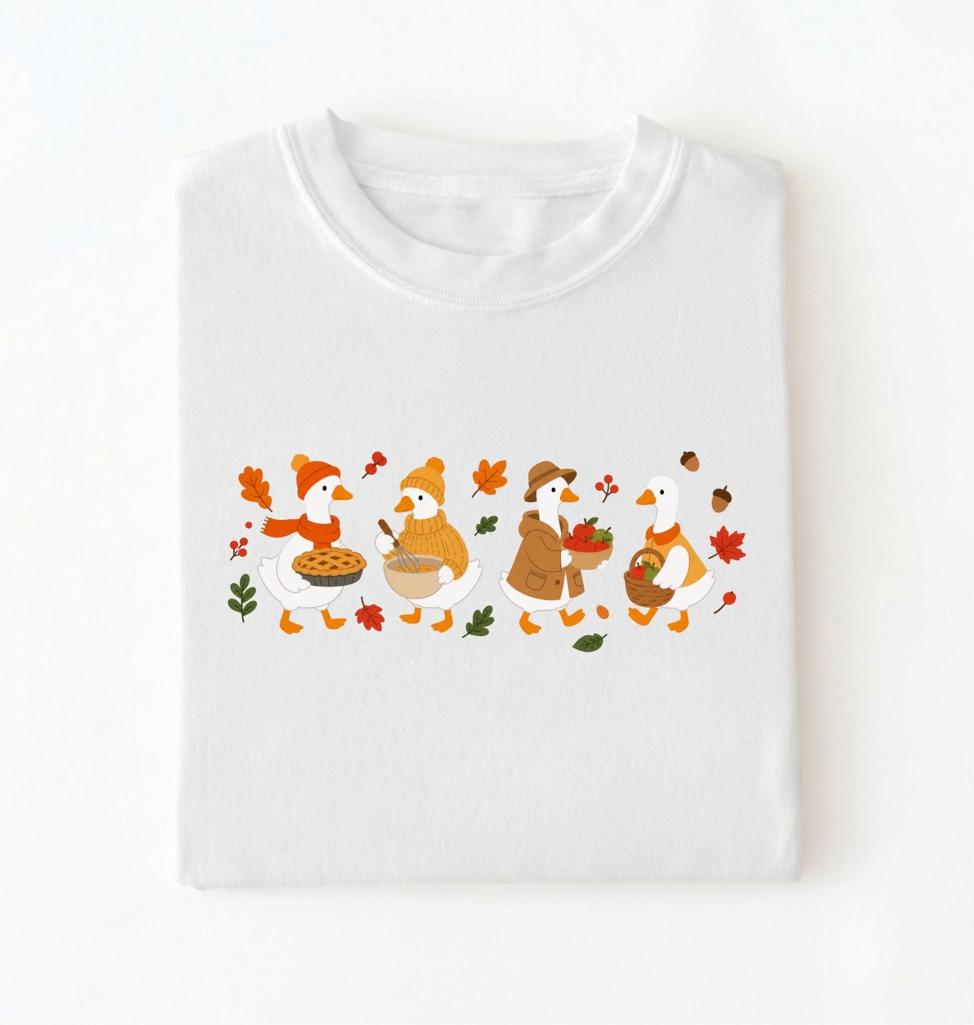 Autumn Fox Parade T-Shirt, Cute Fall Woodland Friends Tee