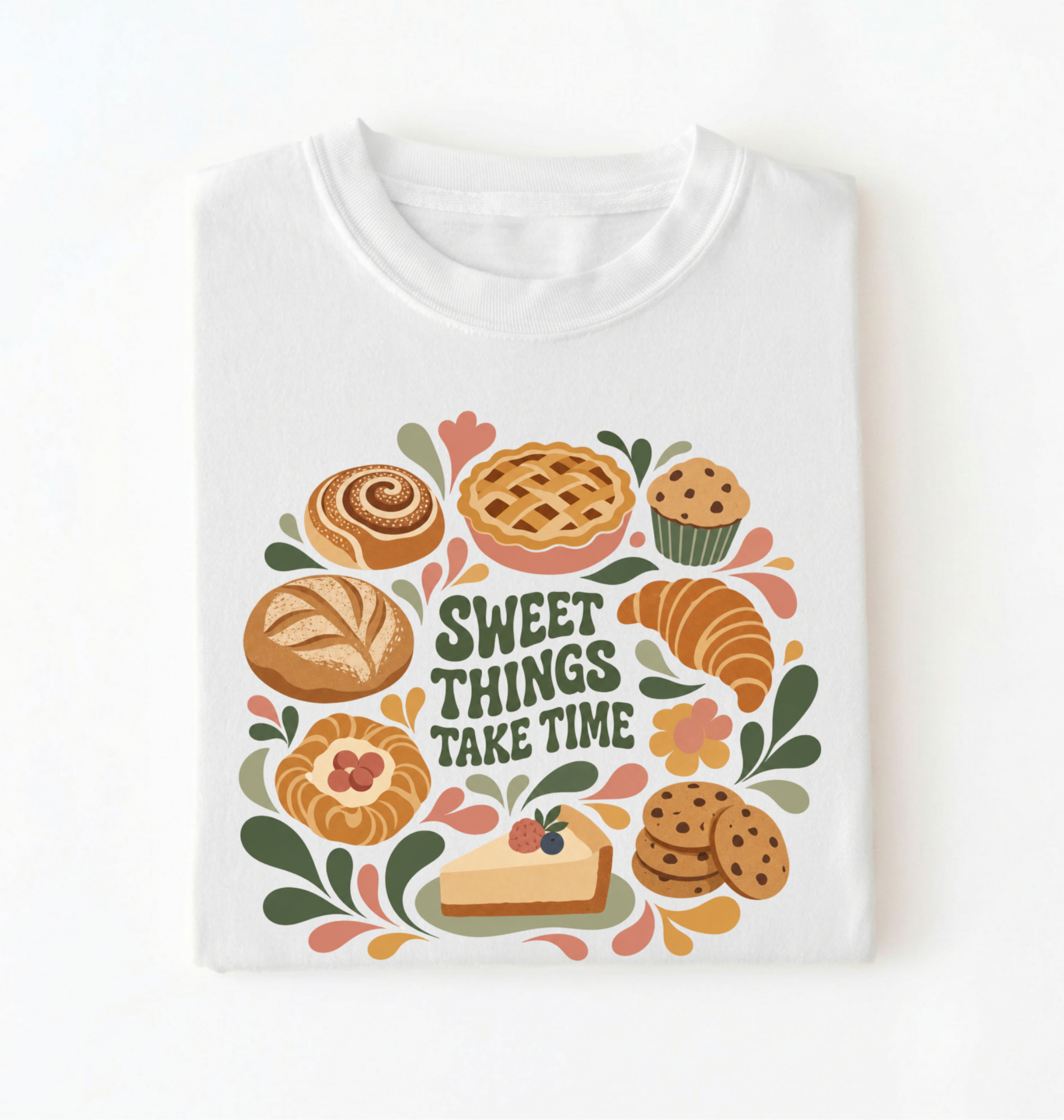 Sweet Things Take Time T-Shirt — Bakery Pastries Comfort Tee