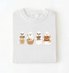 Ghost Baking Crew T‑Shirt, Cute Ghosts with Bread, Pastry & Coffee