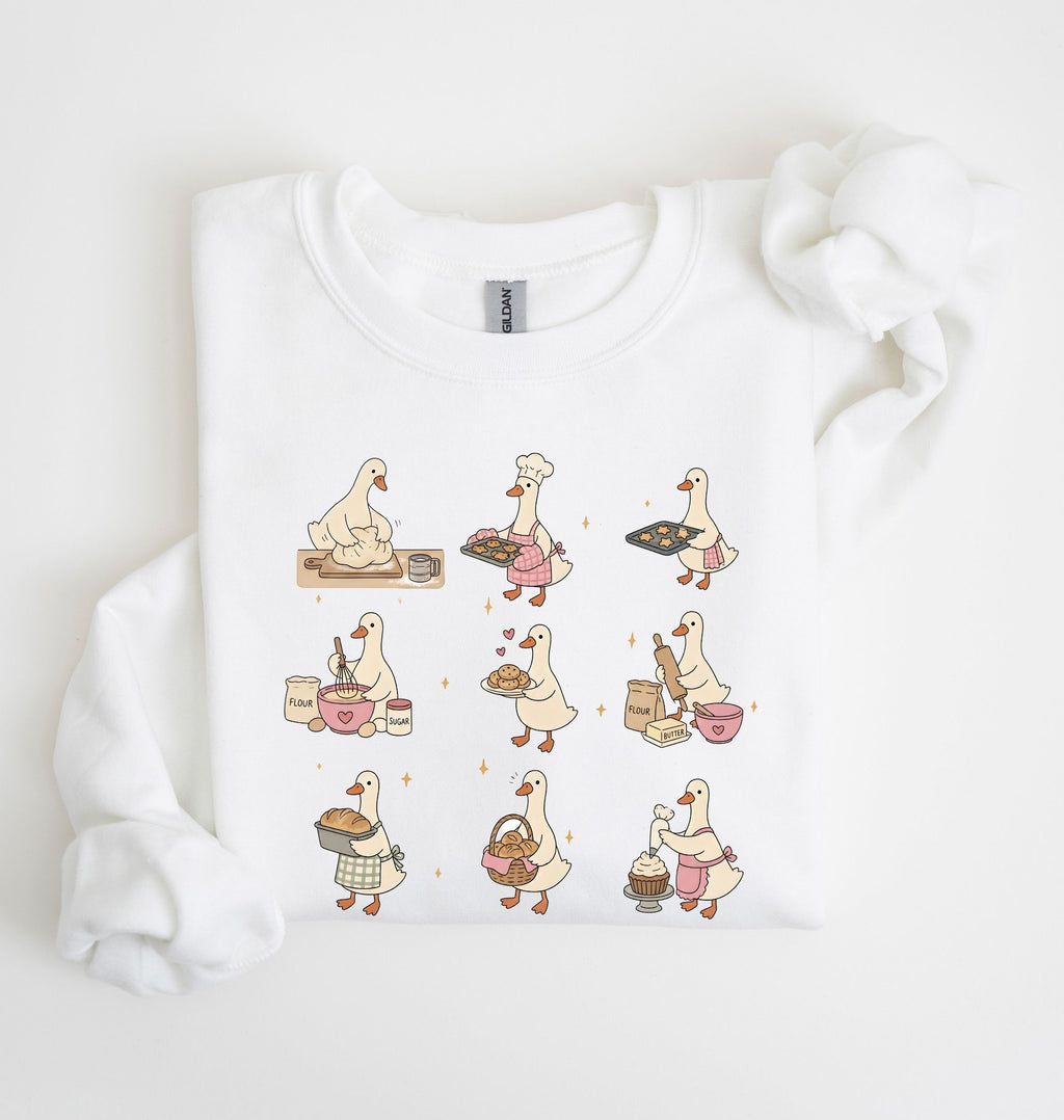 Crewneck Sweatshirt | Cute Goose Characters Graphic Pullover